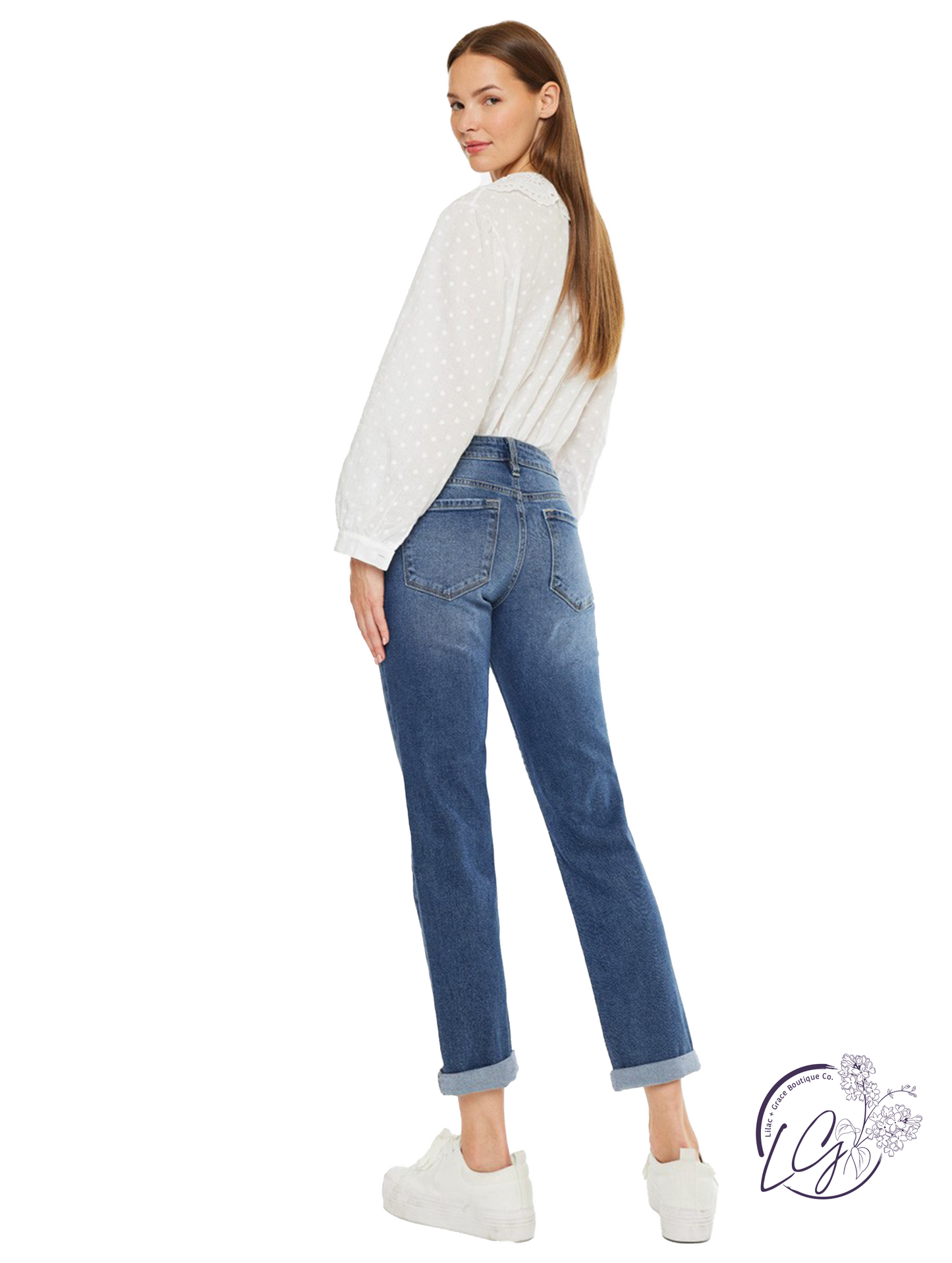 Greta Mid-Rise Slim Straight Boyfriend Jean by Kan Can