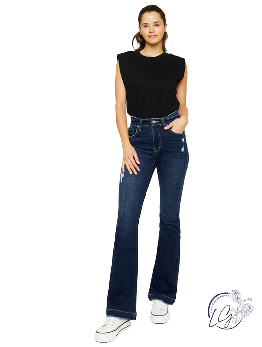 Odette High-Rise Wide Hem Bootcut Jeans by Kan Can