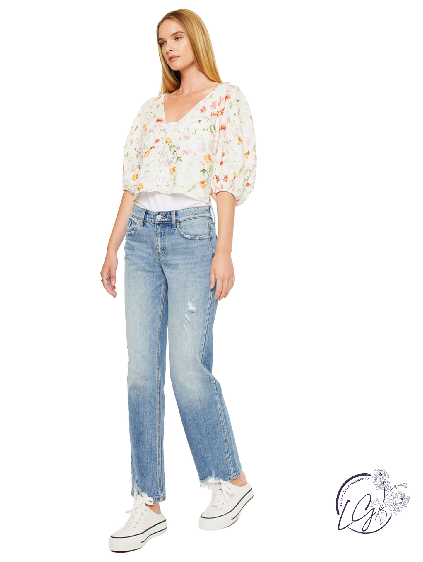 Dahlia Mid-Rise True Straight Leg Jeans by Kan Can