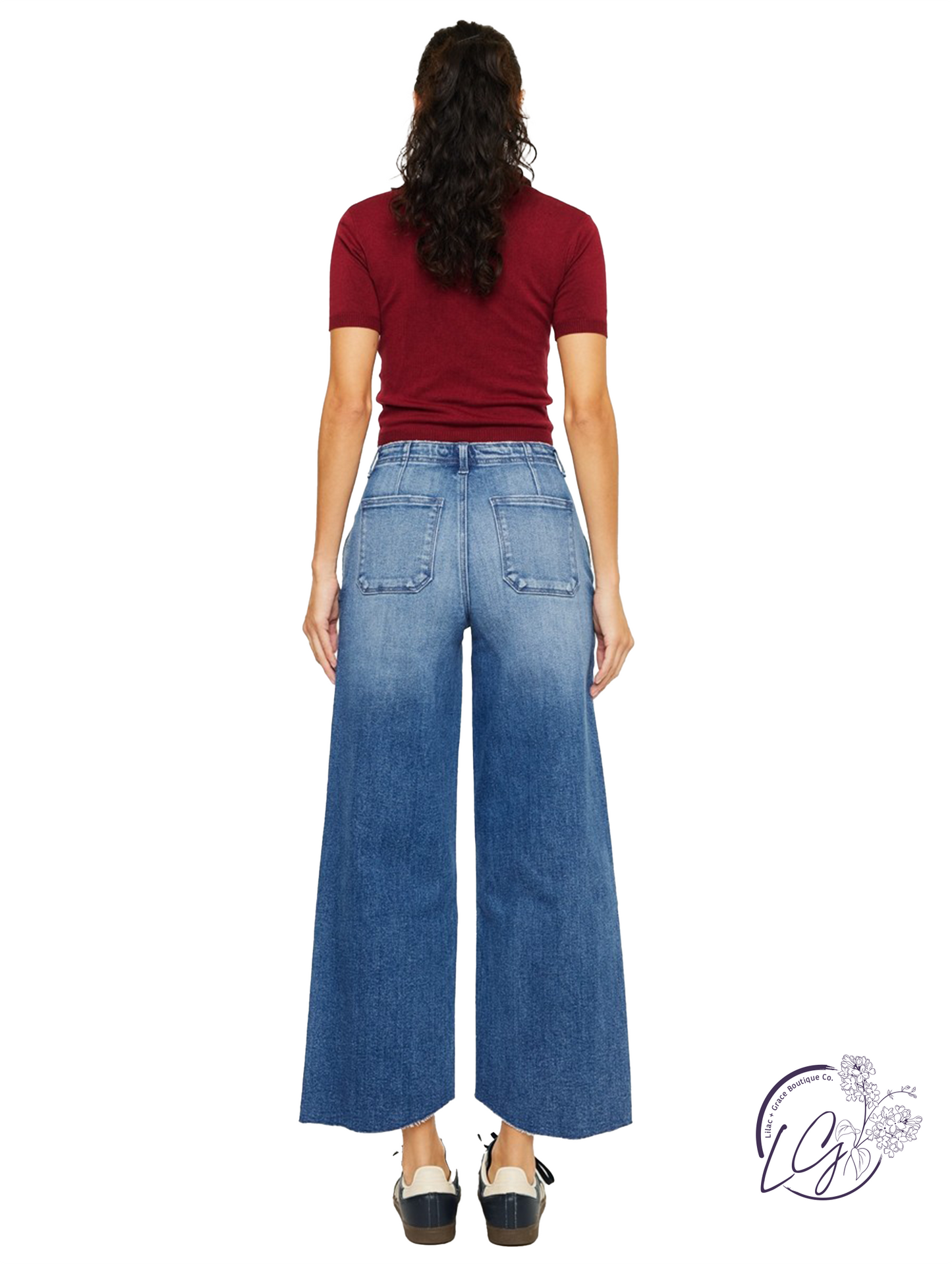 Emilia High-Rise Crop Wide Leg Jeans by Kan Can