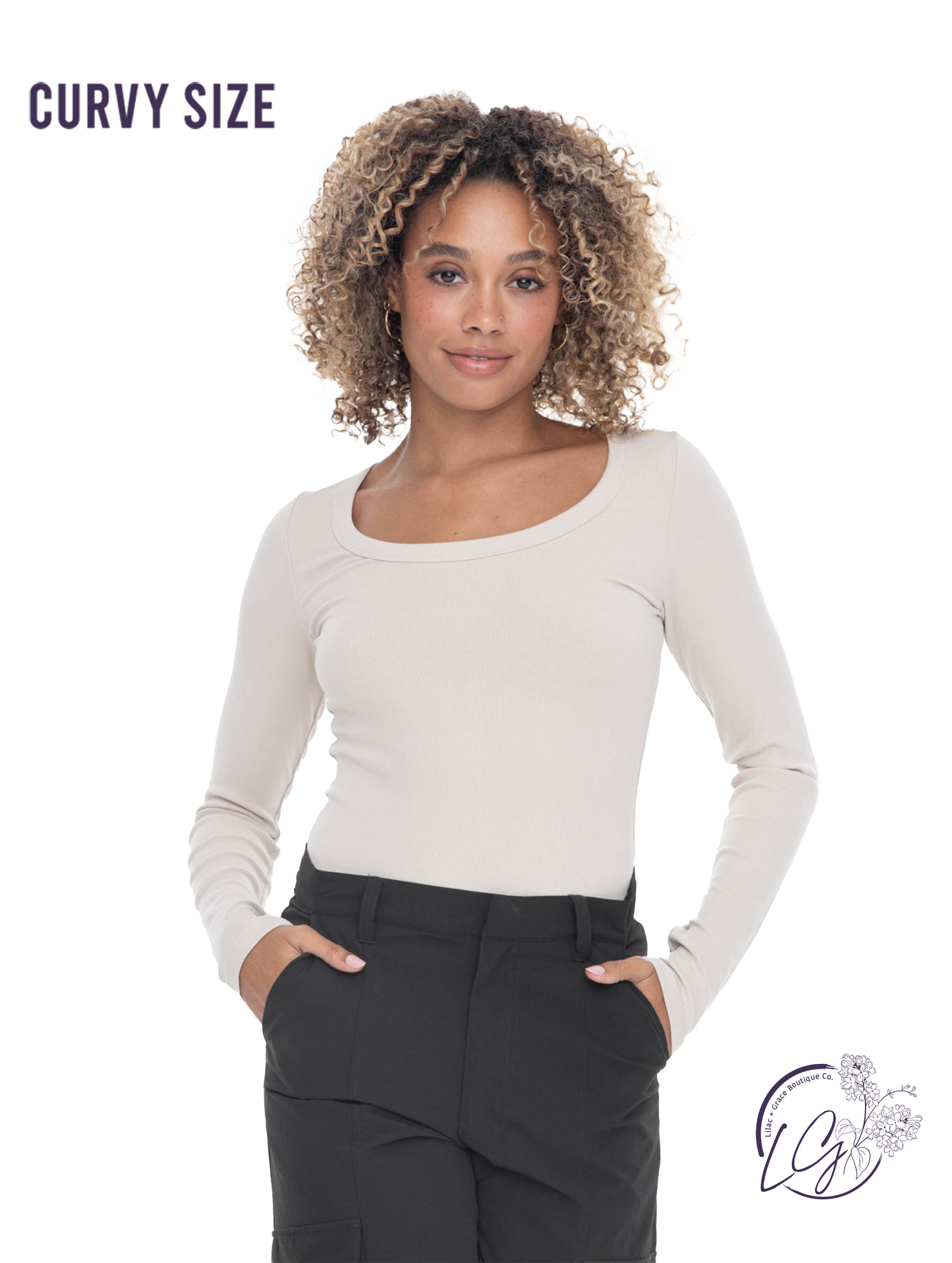 Curvy Streamline Scoop Neck Top