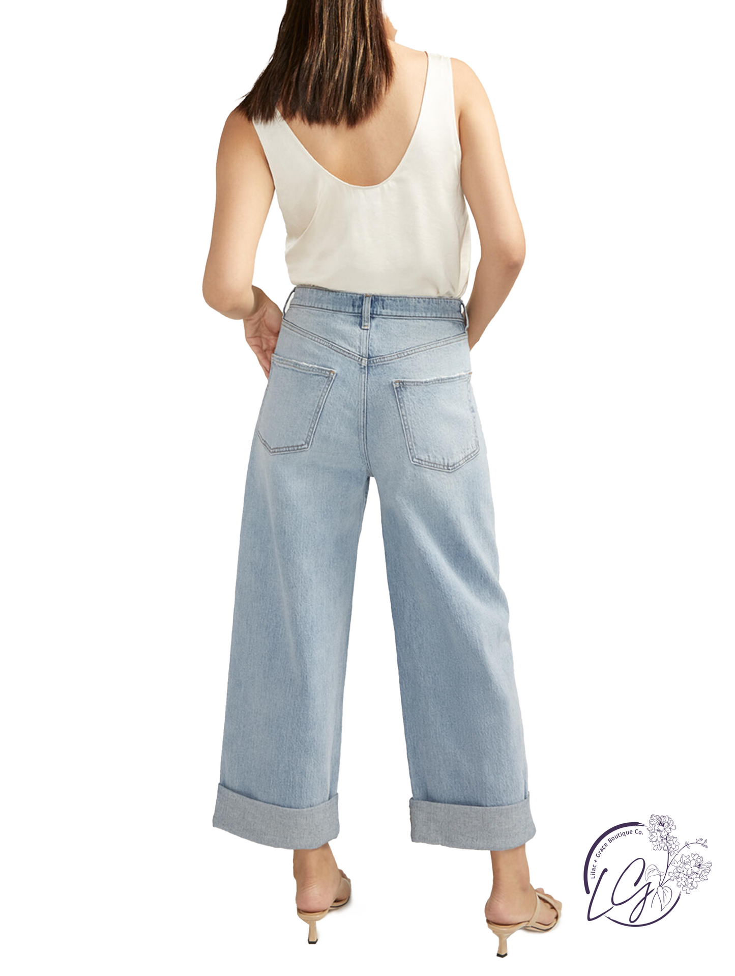 Teagan Baggy Mid Rise Wide Leg Cropped Jeans by Silver Jeans