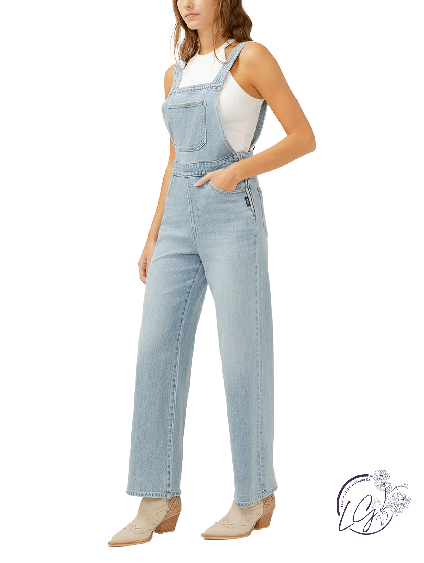 Mirabelle Wide Leg Overall Jeans by Silver Jeans