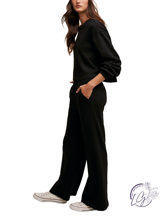 Classic Knit Lounge Wide Leg Pants