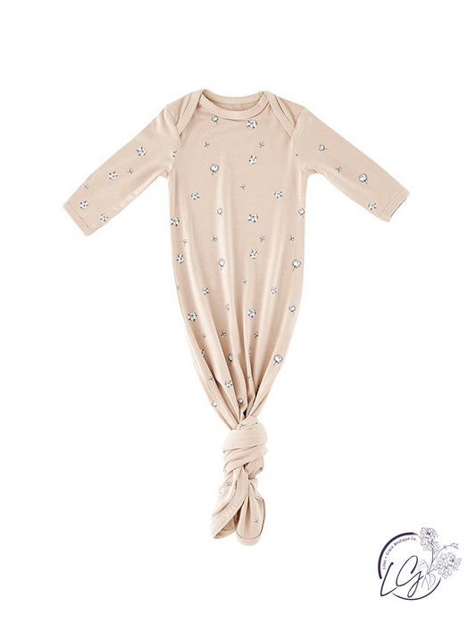 Twirl Me Gently Knotted Gown – Pink Cotton Blossom (0–3 m)