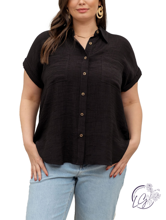 Curvy Modern Solid Button Down