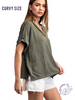 Curvy Sunfield Texture V-Neck Top