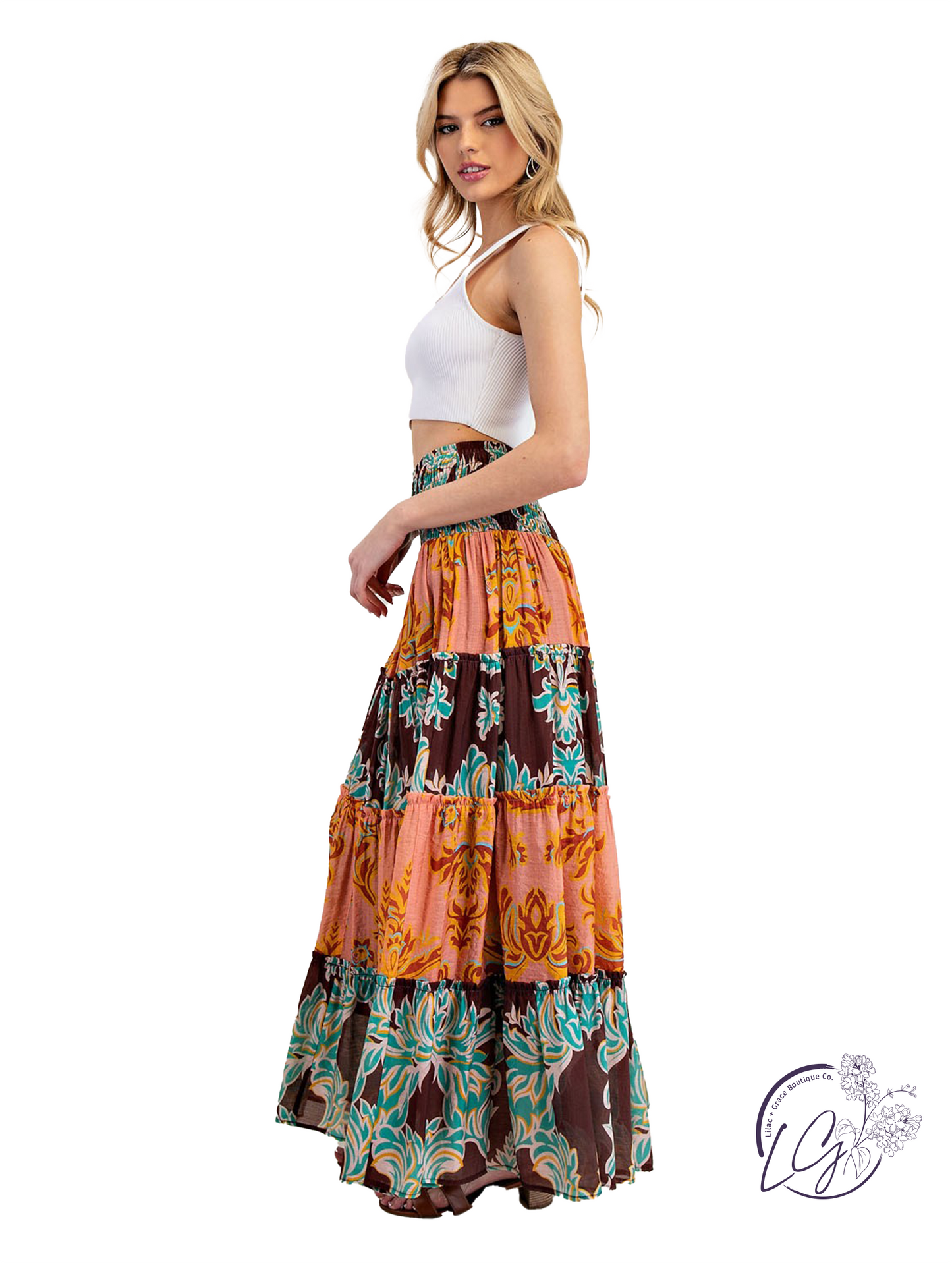 Windswept Rhythm Tiered Maxi Skirt