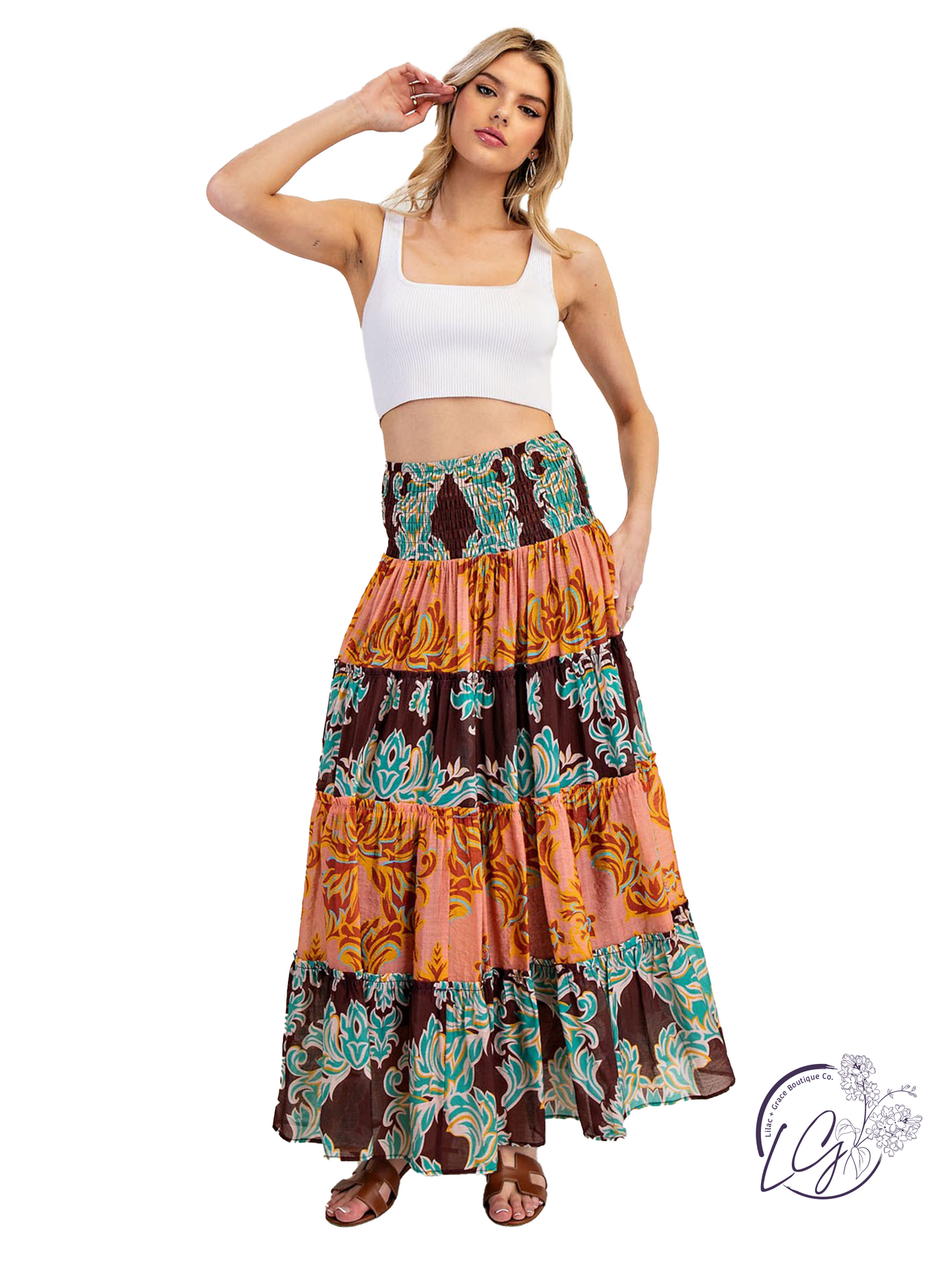 Windswept Rhythm Tiered Maxi Skirt