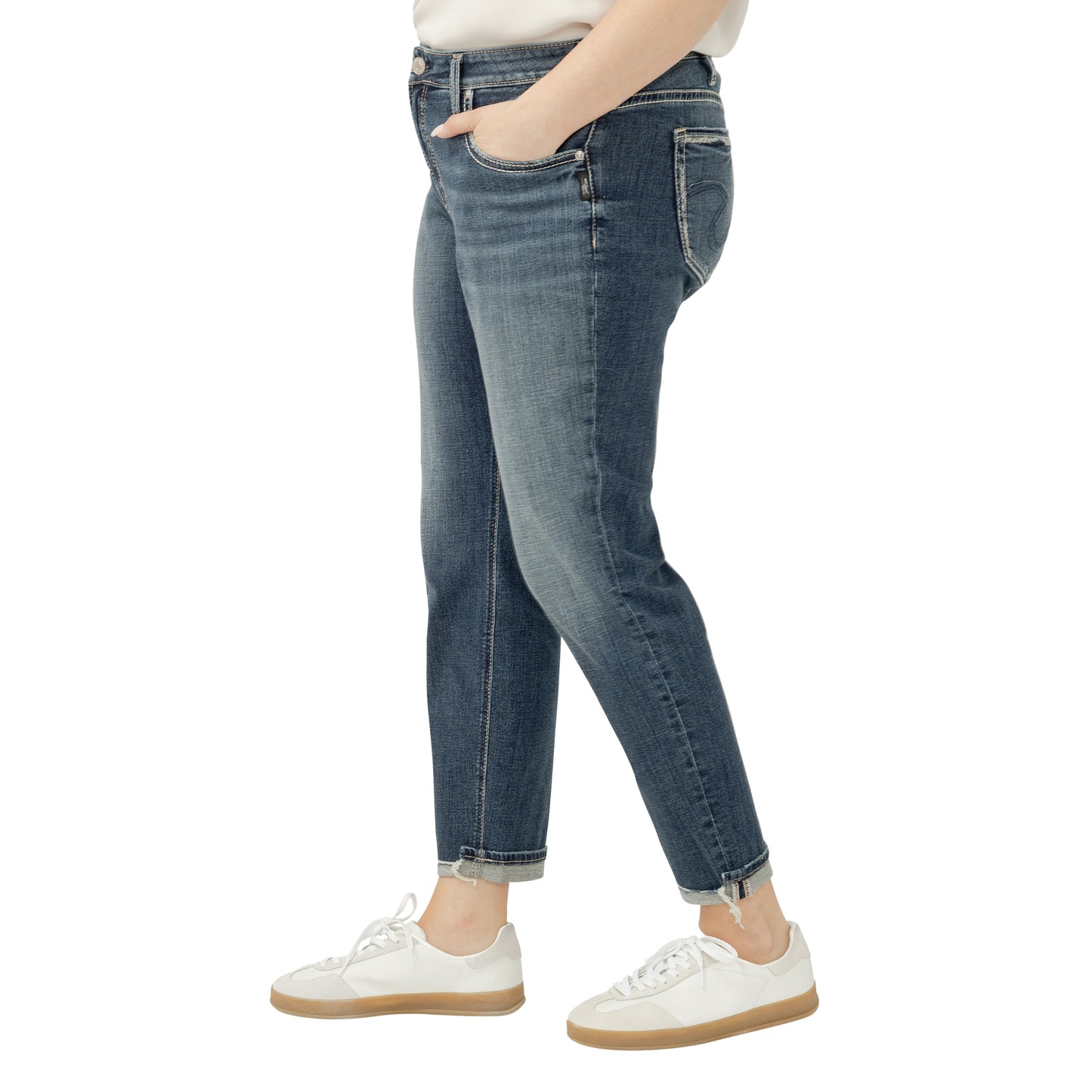 Curvy Belle Mid Rise Boyfriend Slim Leg Non-Distressed By Silver Jeans