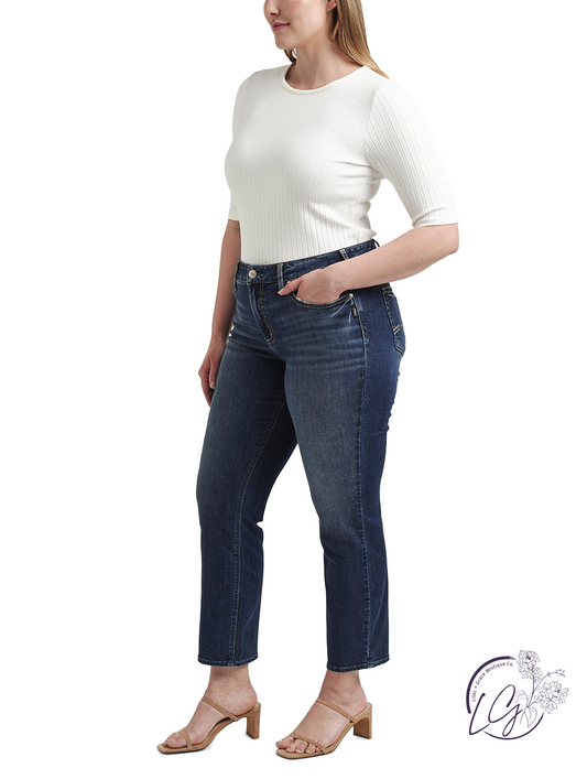 Curvy Salem Mid Rise Straight Crop Jeans by Silver Jeans