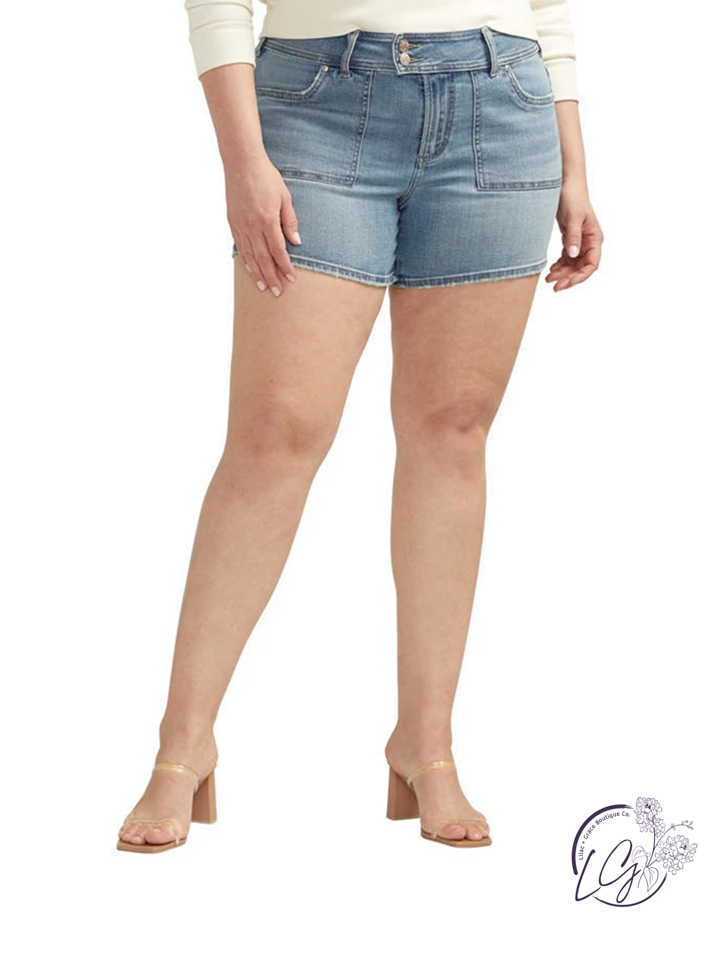 Curvy Saige Suki Rise Power Stretch Short by Silver Jeans