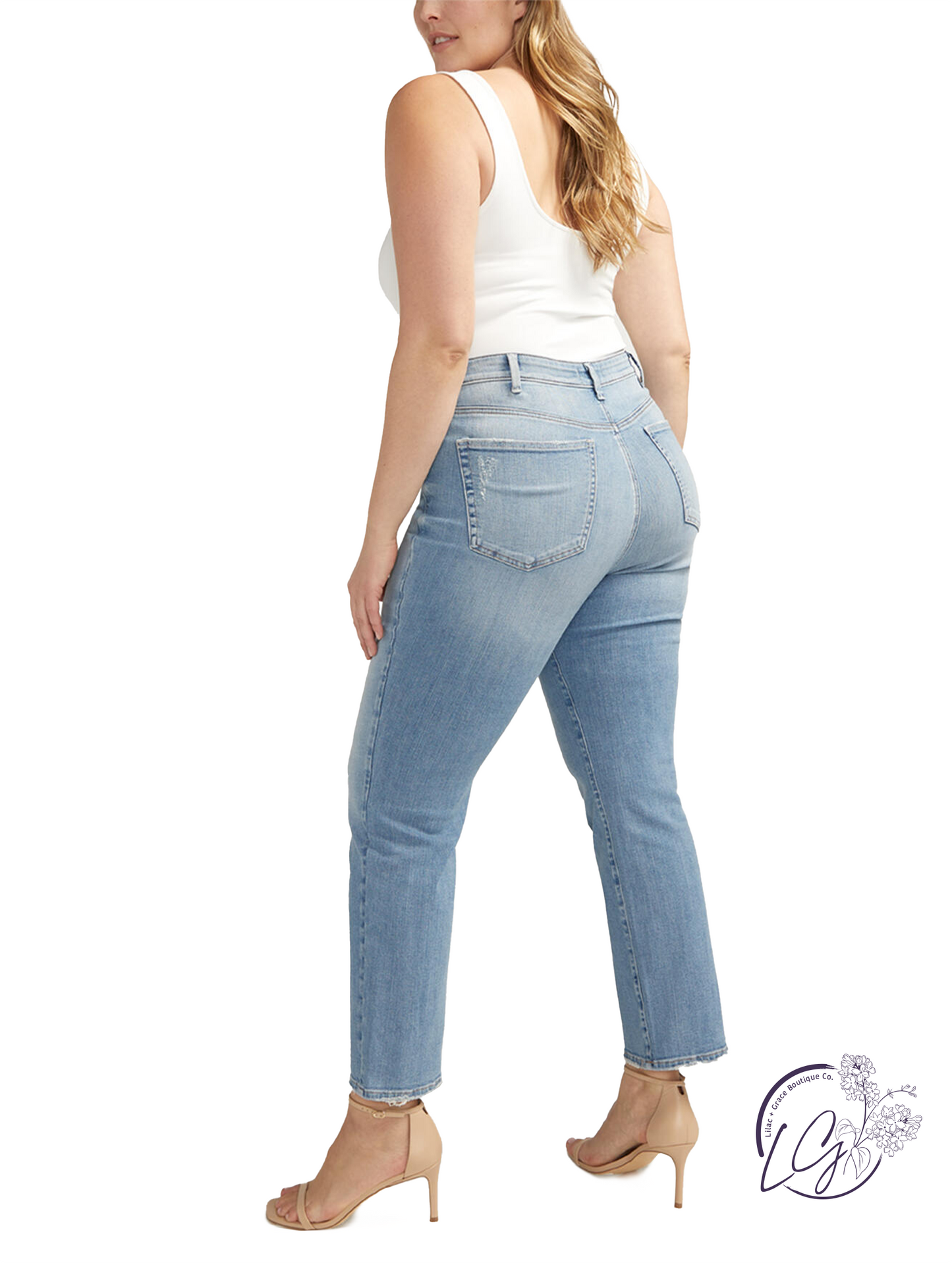 Curvy Billie High Rise Straight Leg Jeans by Silver Jeans