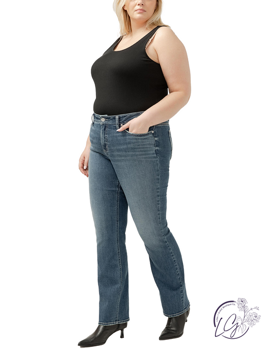 Curvy Loren Suki Mid Rise Slim Bootcut Jeans by Silver Jeans