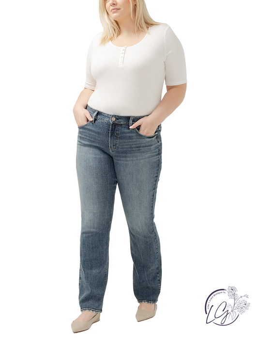 Curvy Farrah Suki Mid Rise Bootcut Jeans by Silver Jeans
