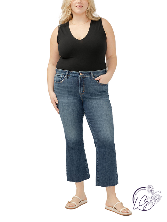 Curvy Alba Mid-Rise Kick Flare Jeans by Silver Jeans