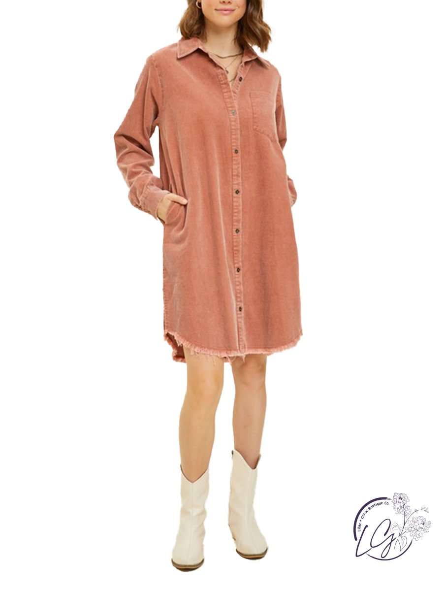 Midnight Sky Corduroy Shirt Dress