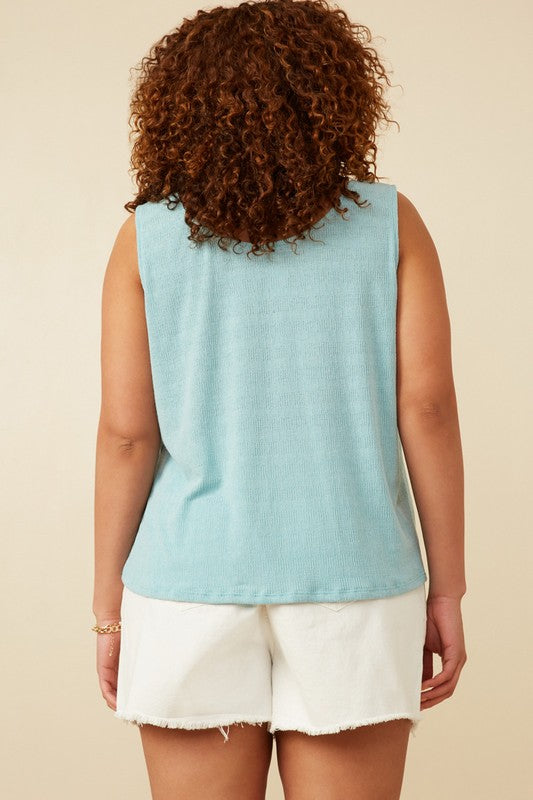 Curvy Fern & Button Knit Tank