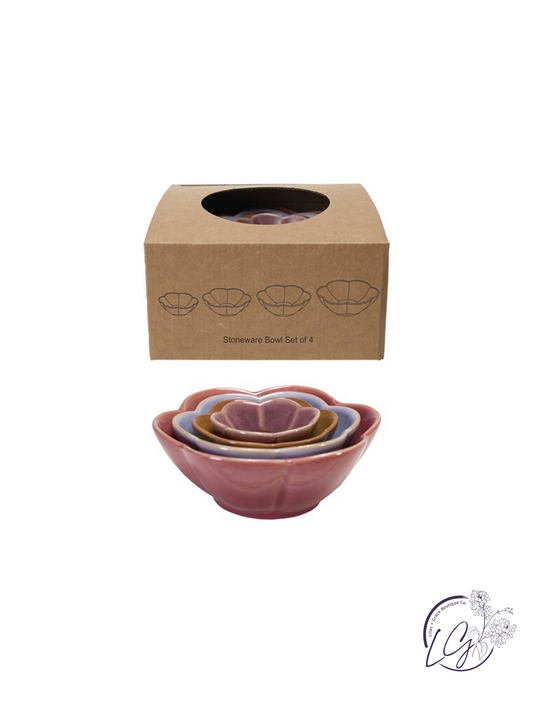 Flower Stoneware Bowl Set