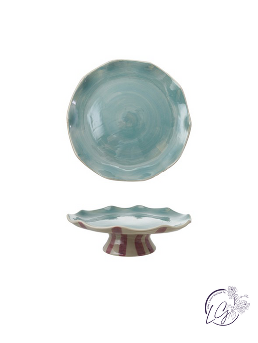 Stripes Stoneware Pedestal