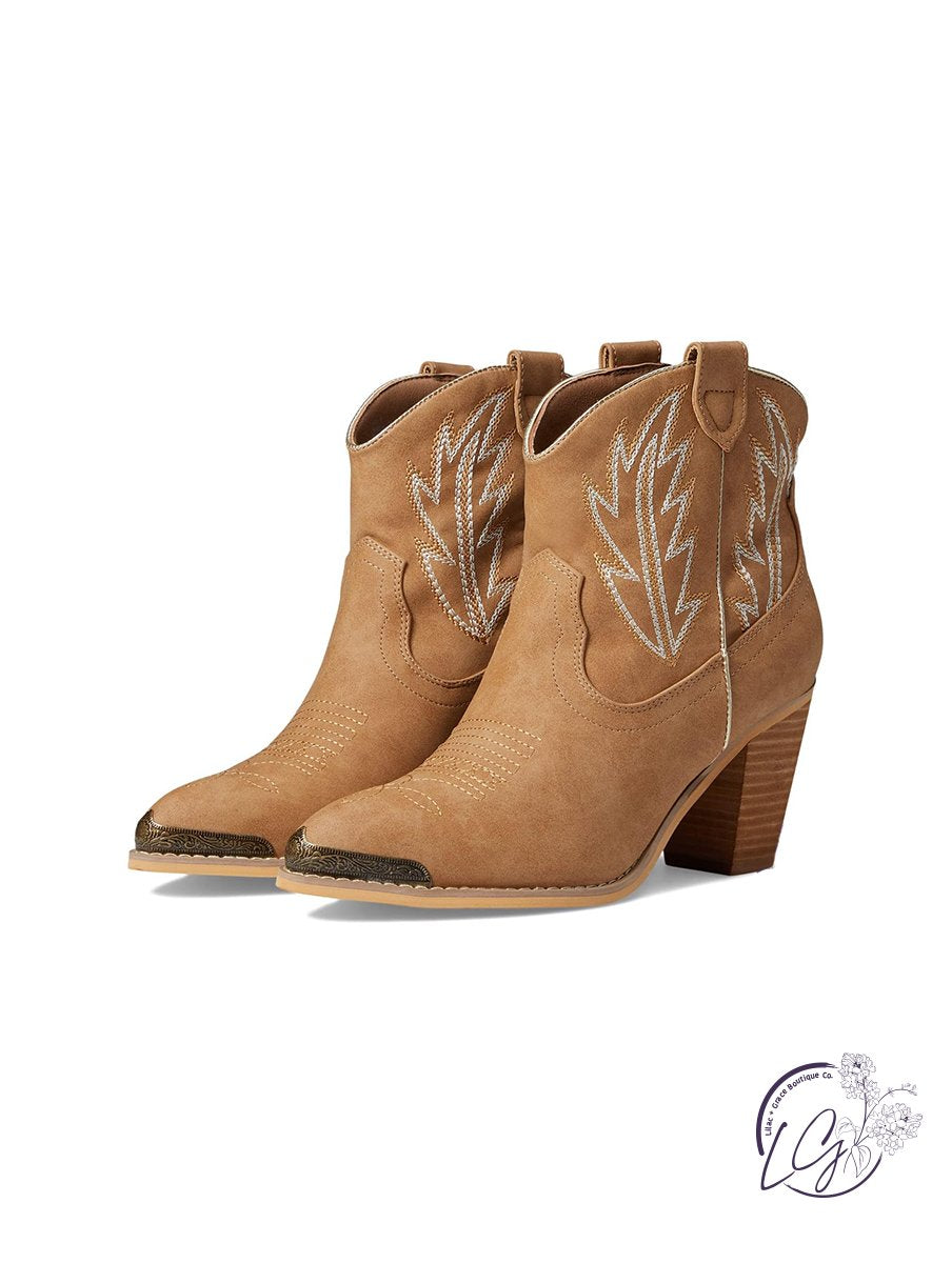 Taylor Embroidered Faux Suede Bootie By Volatile