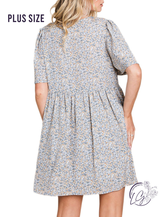 Curvy Petal Perfection Smocked Flare Sleeve Dress