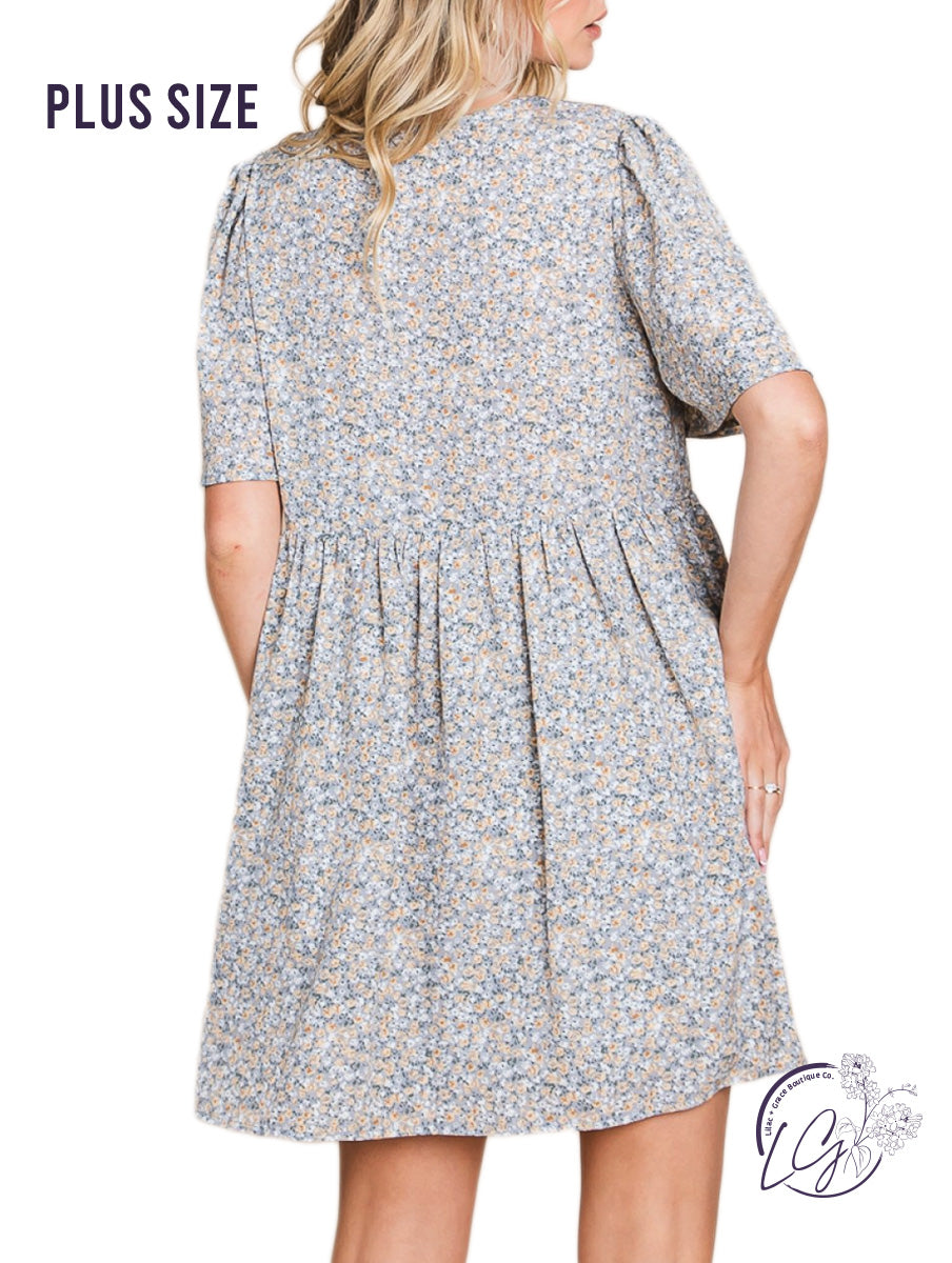 Curvy Petal Perfection Smocked Flare Sleeve Dress