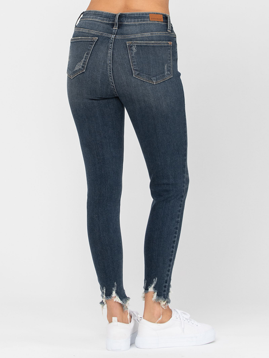 Curvy Aleah Mid-Rise Destroyed Hem Skinny by Judy Blue