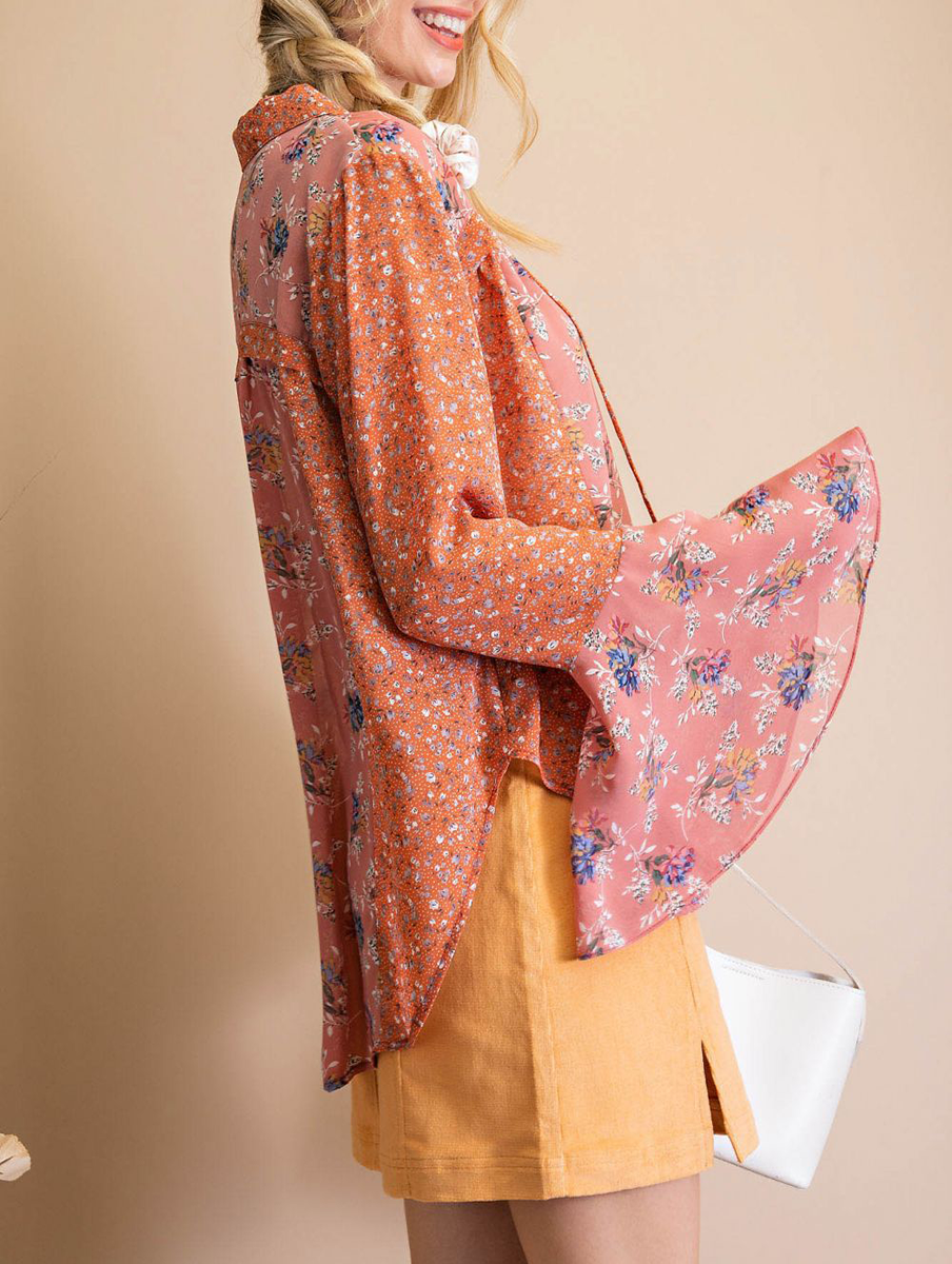 This Is It Floral Bell Sleeve Top