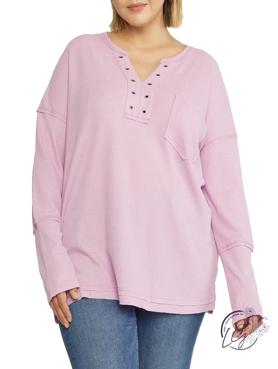 Curvy Fine At Home Waffle Knit Long Sleeve