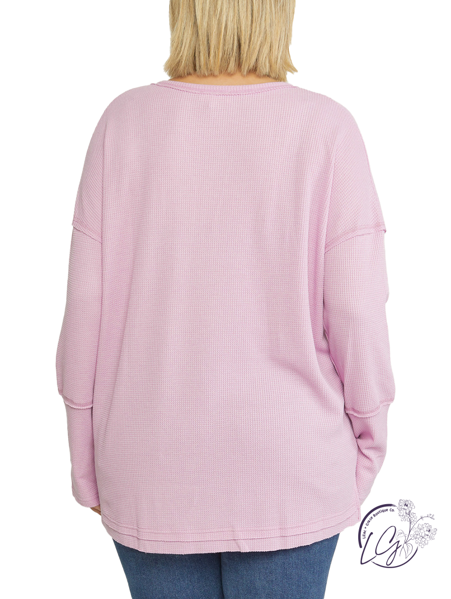 Curvy Fine At Home Waffle Knit Long Sleeve