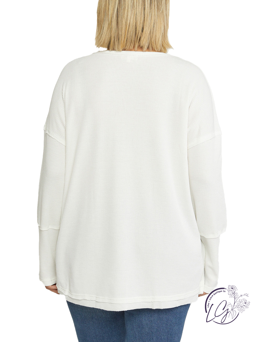 Curvy Fine At Home Waffle Knit Long Sleeve