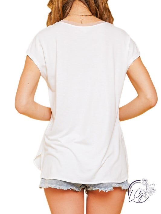 Perfect Day Basic Mesh V-Neck Tee