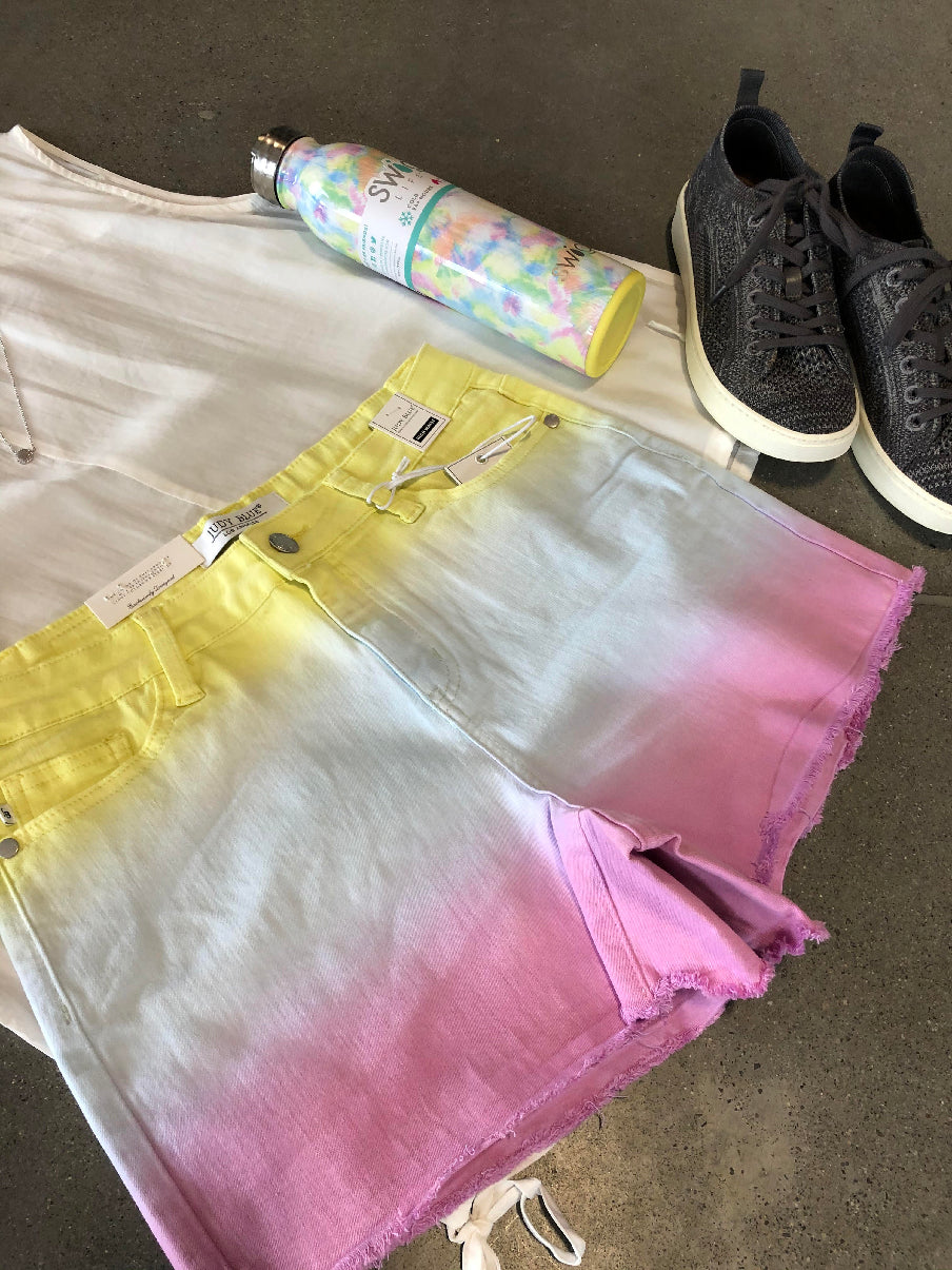 Curvy Maddie High-Rise Dip Dye Cut Off Shorts