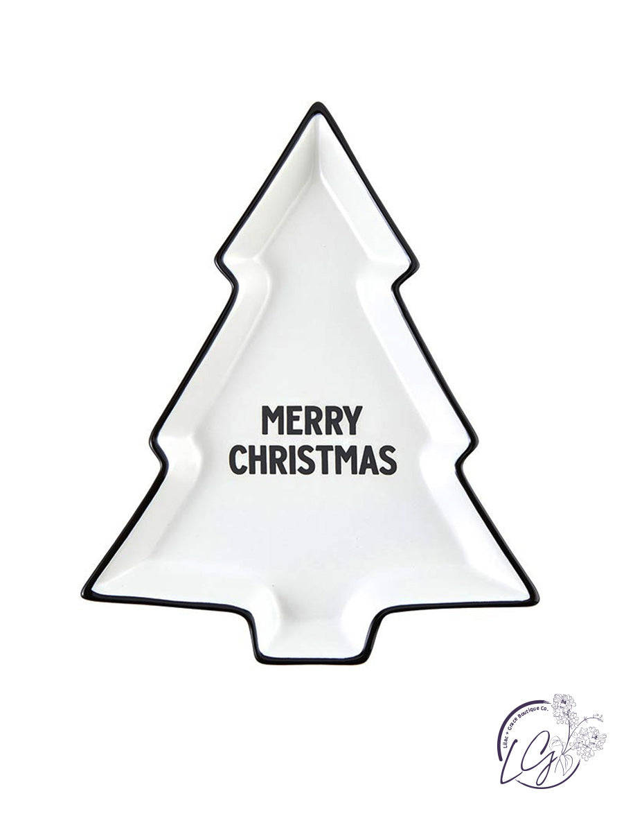 Ceramic Tree Plate - Merry Christmas