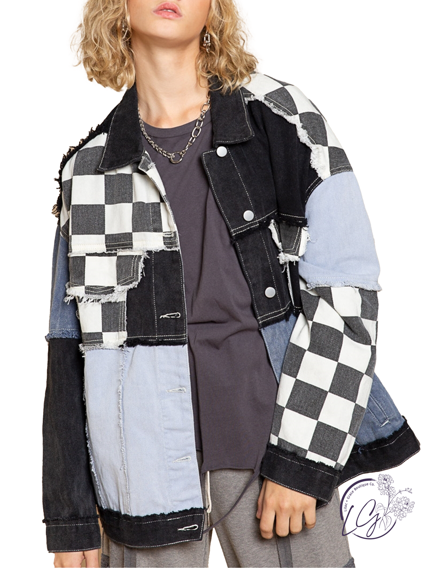 Oversized Multi Checkered Jacket By Pol