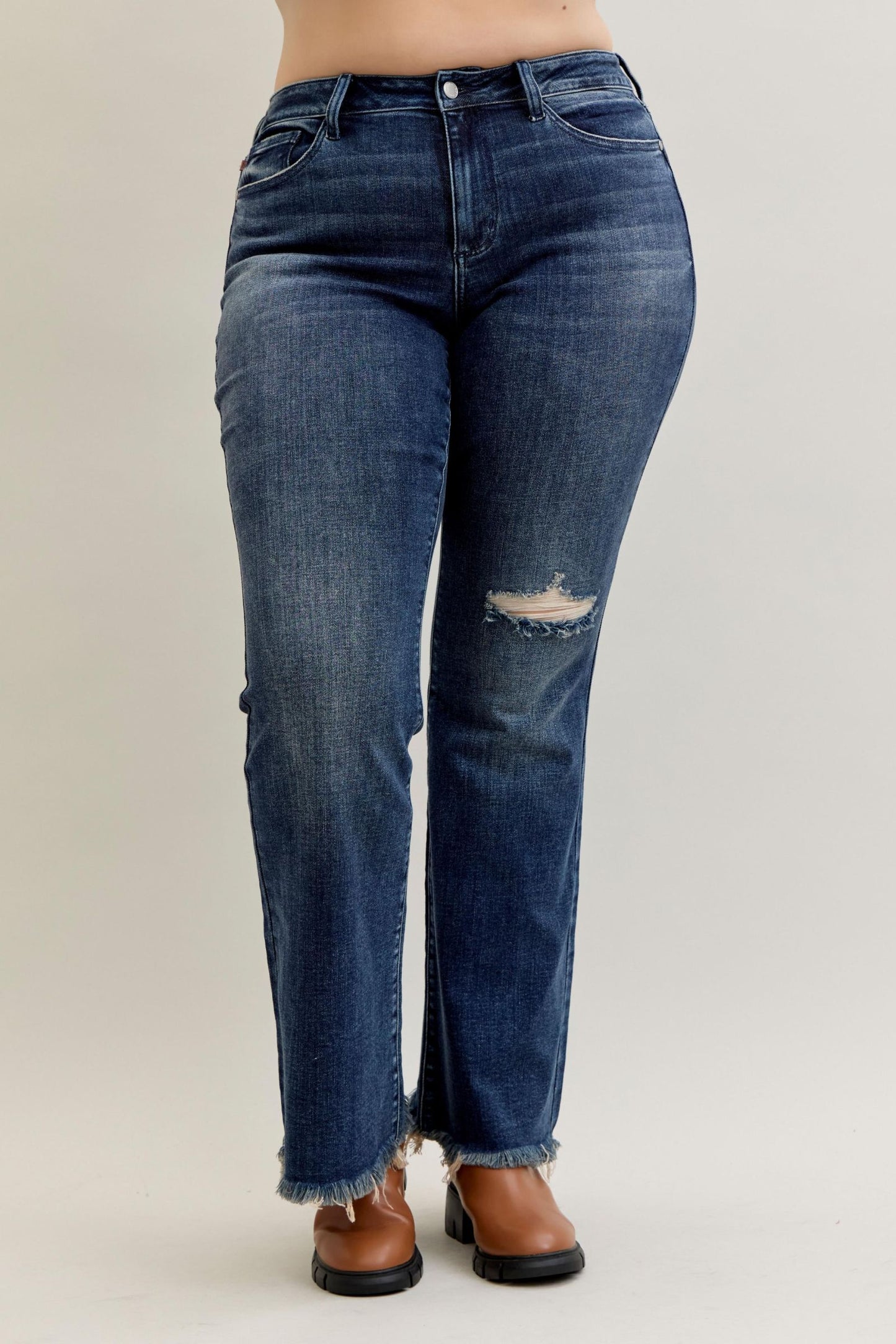 Mara High Rise Flare Destroy & Fray Hem by Judy Blue