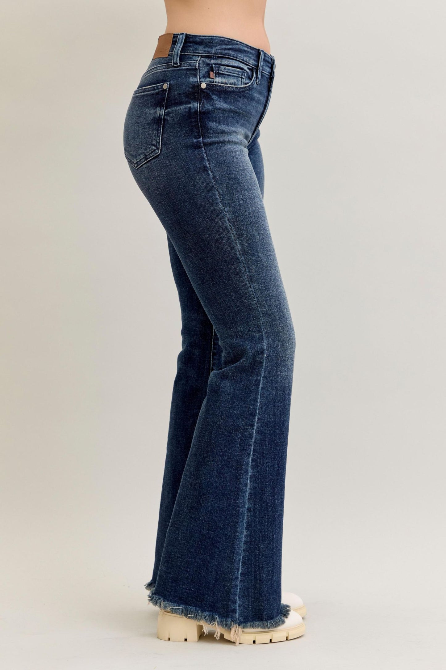 Mara High Rise Flare Destroy & Fray Hem by Judy Blue