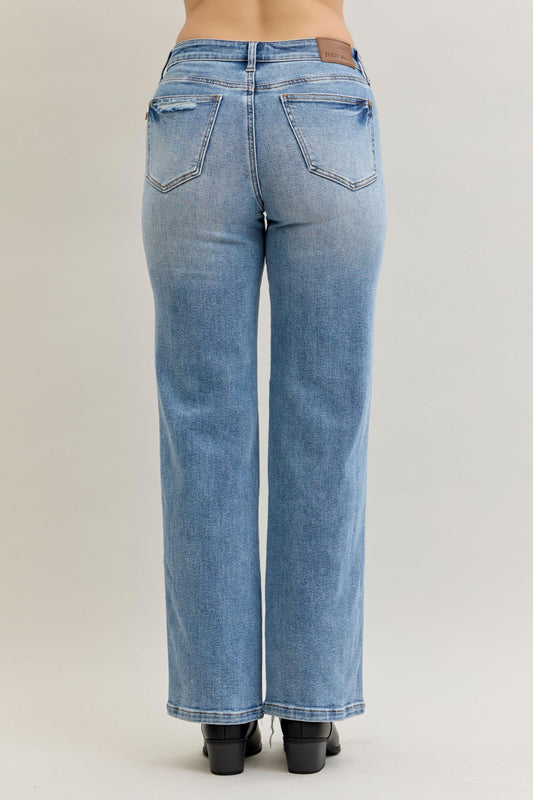 Curvy Sienna Distressed Straight Jean by Judy Blue