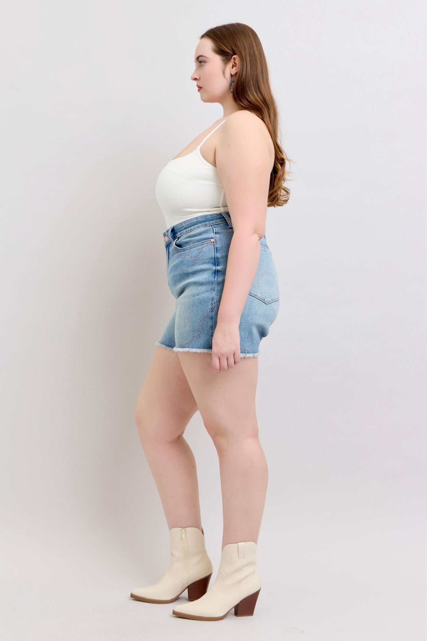 Tinsley High RIse Pink Stitched Shorts by Judy Blue