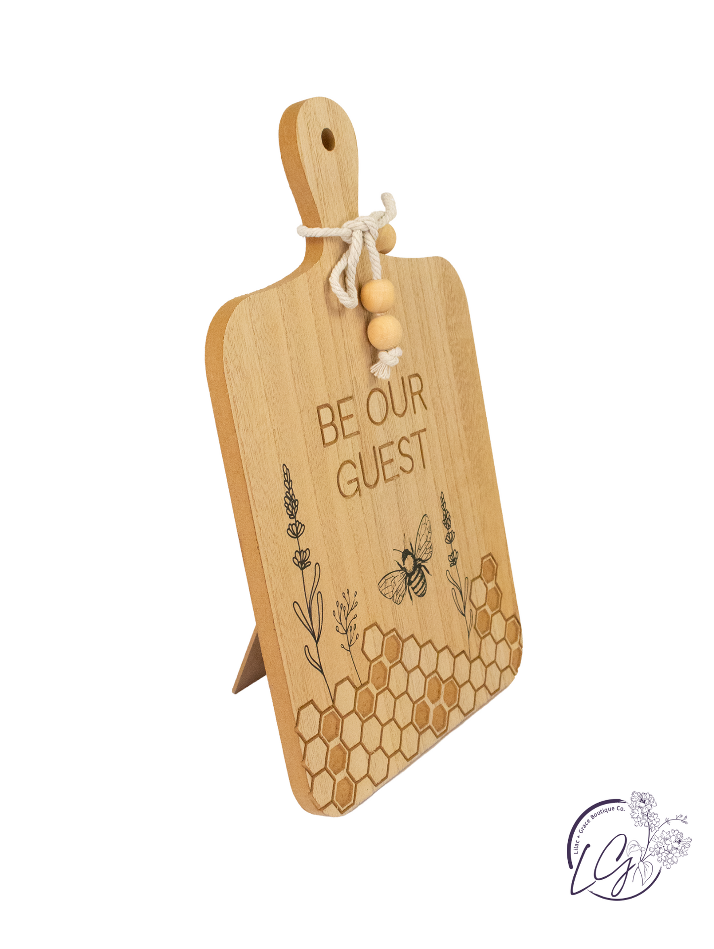 Wood Bee Shaped Wall Sign w/Bead