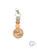 Wood Beads w/ Clip Key Ring and Tag