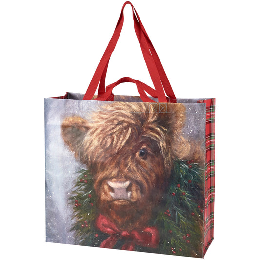 Christmas Highland Shopping Tote