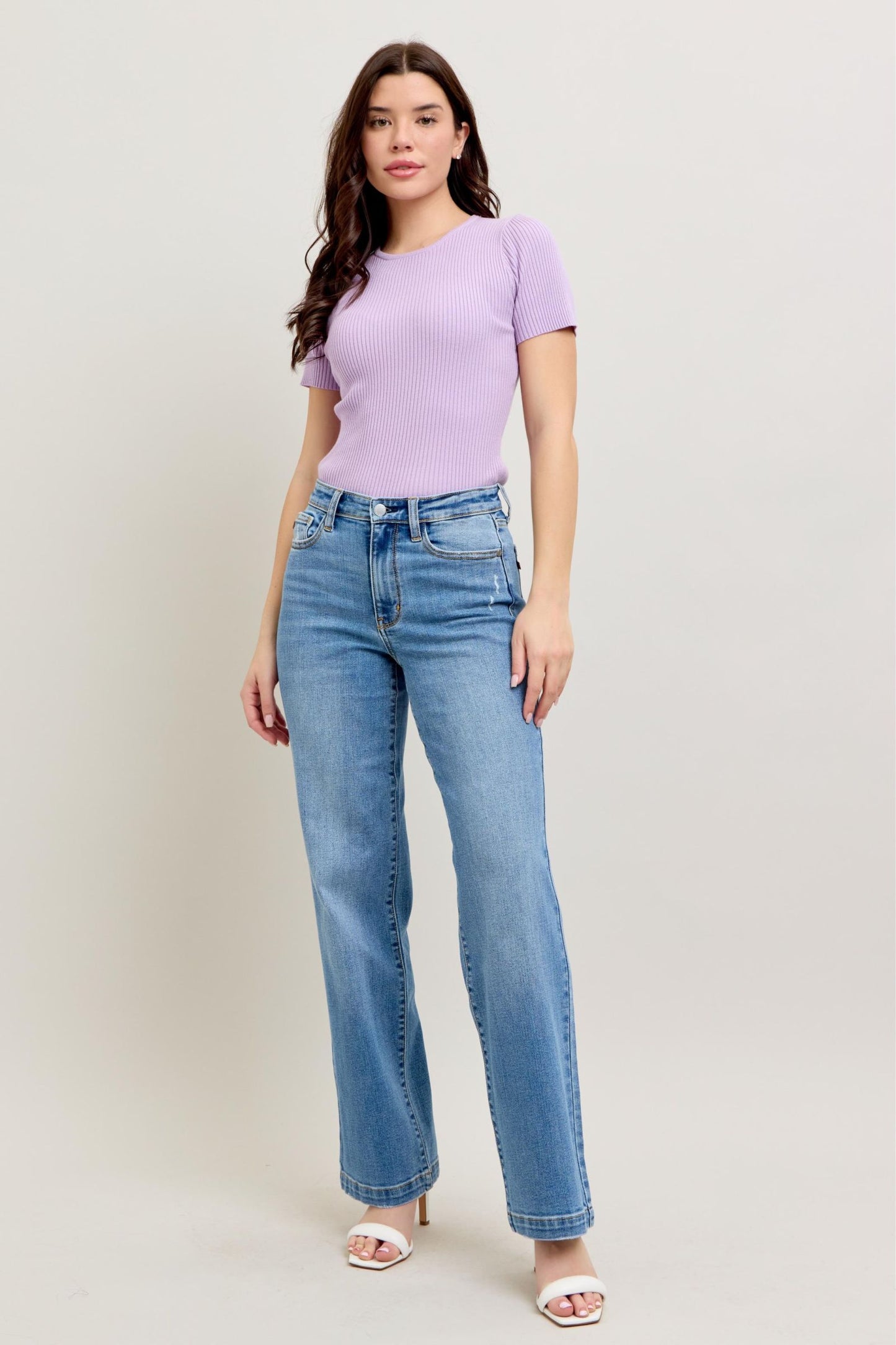 Clover High Rise Trouser Non distressed by Judy Blue