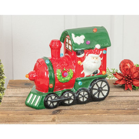 Ceramic Santa Train with Lights