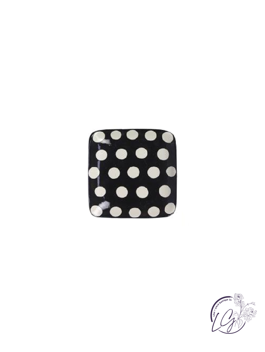 Stoneware Black & White Square Trinket Dish