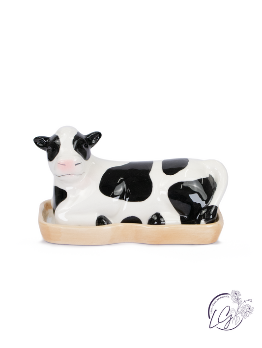 Ceramic Cow Butter Dish