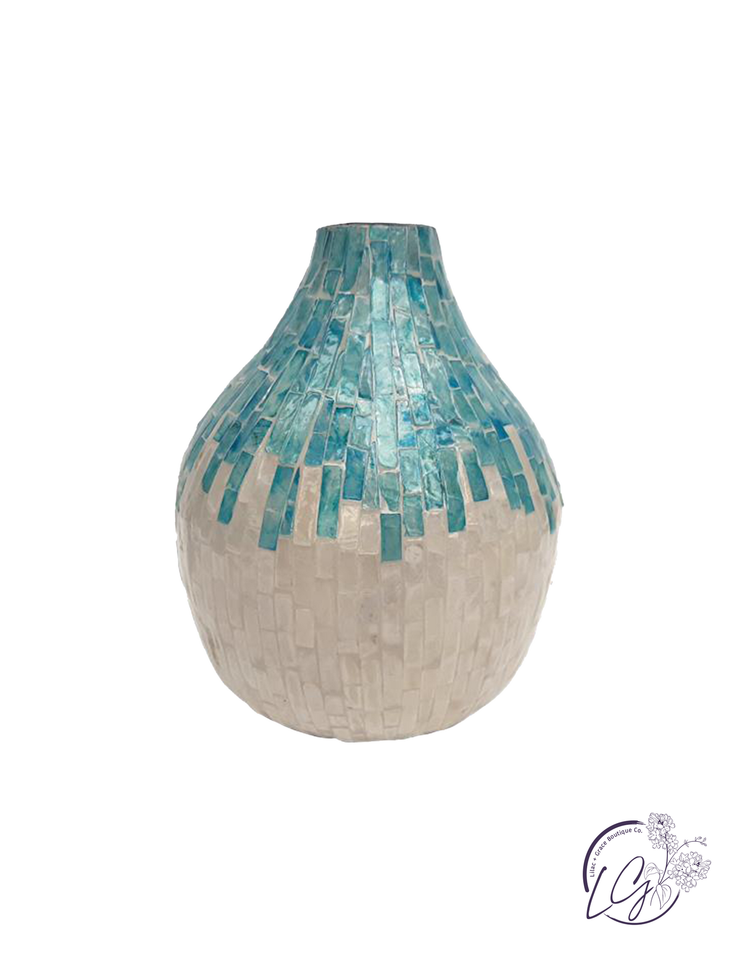 Blue & White Capiz Bamboo Vase