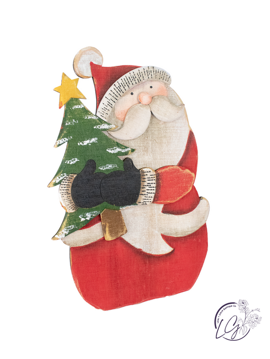 Wooden Santa Snowman with Tree Easel