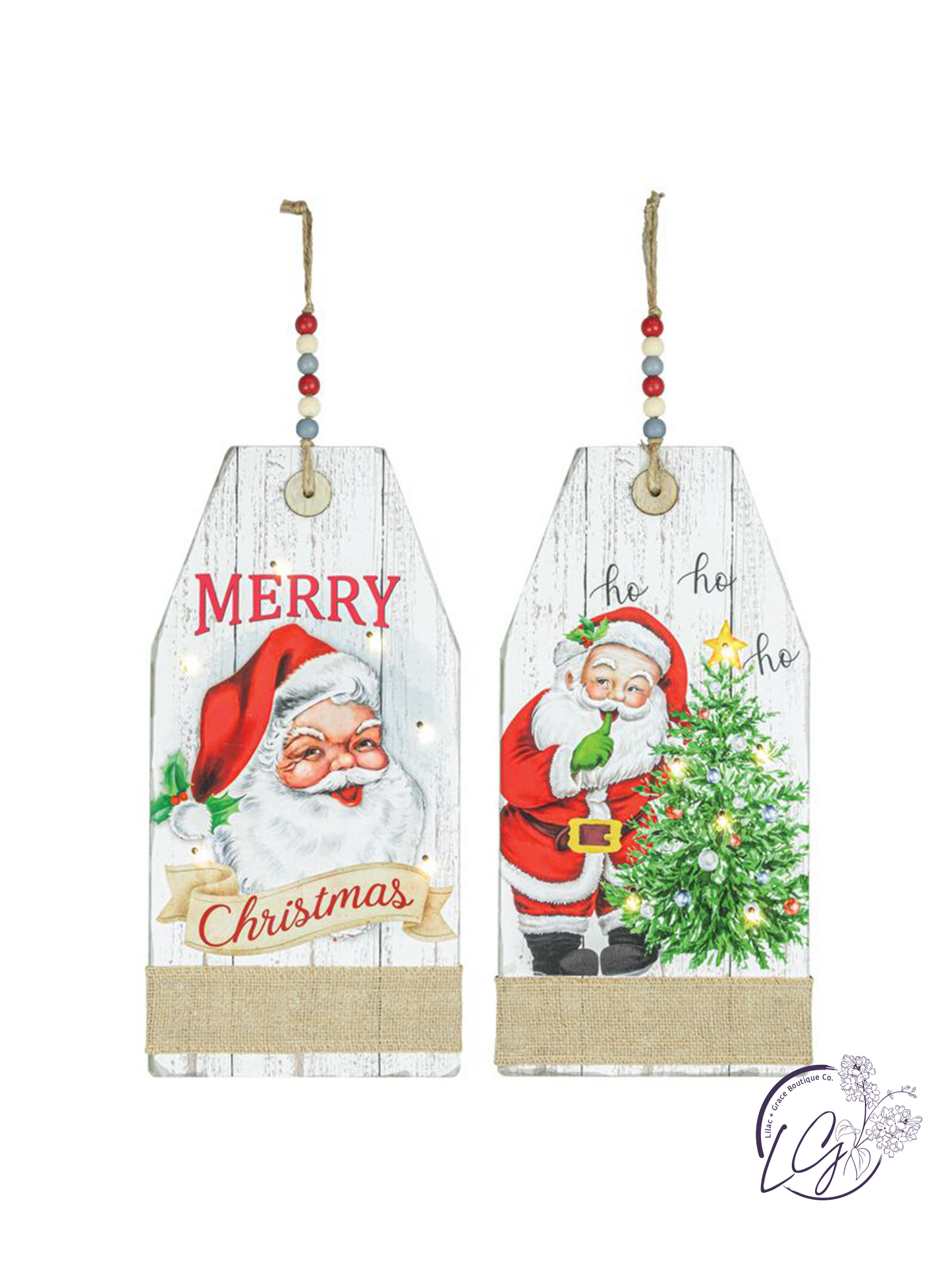 Wooden Santa Tag Light Up Hanger